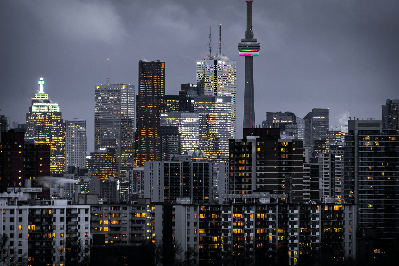 Mixed-use envelope at dusk
